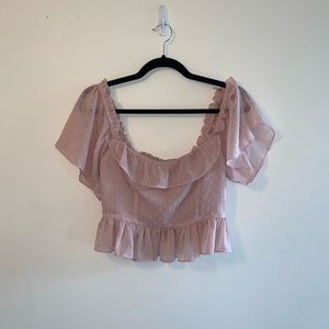 Wayf Pink Ruffle Blouse
